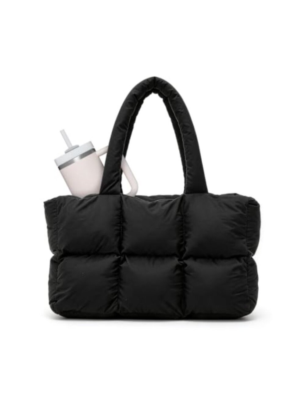 Puffer Tote Bag Lightweight Quilted Shoulder Bag Large Capacity Work Travel Gym
